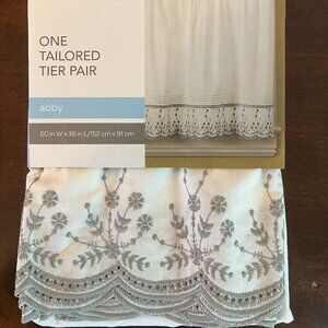 Curtains ~ ABBY One Tailored Tier PAIR - 60 x 36" Curtainworks Grey, White, Rod